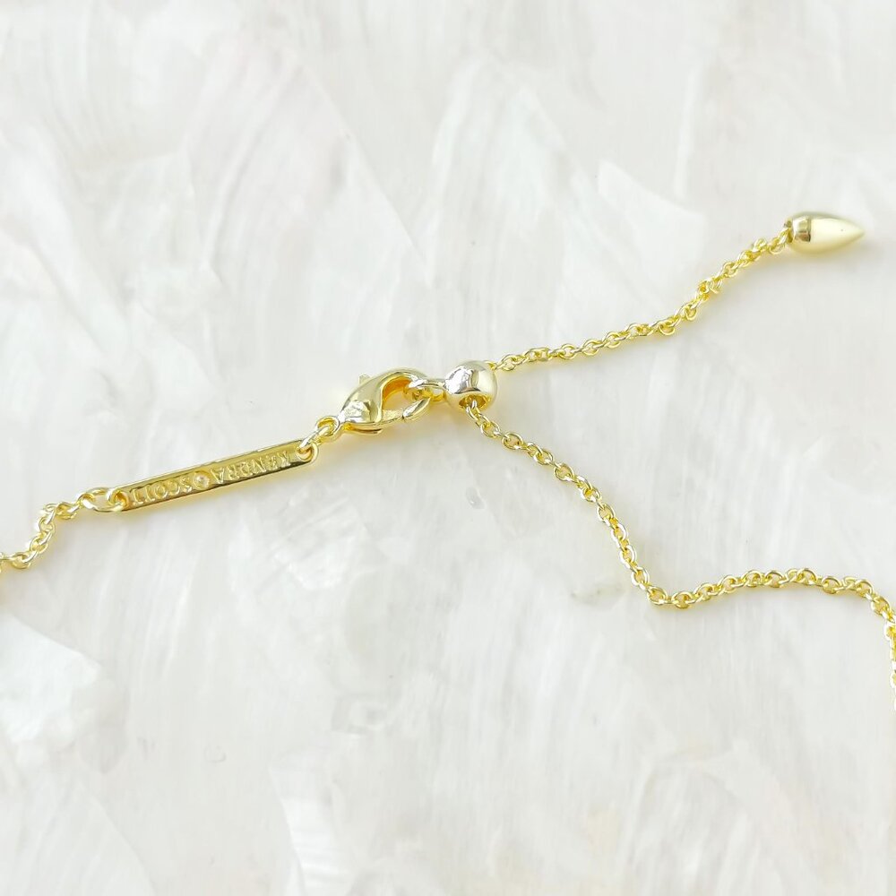 Kendra Scott Haven Heart Necklace Gold Crystal Adjustable - Picture 3 of 3